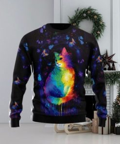 Cat Colorful Ugly Christmas Sweater 3D Gift Christmas Funny