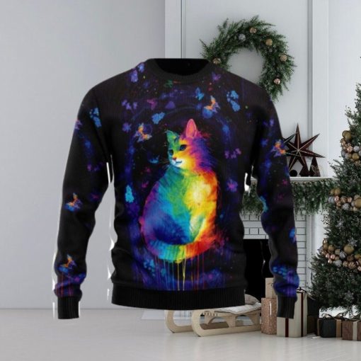 Cat Colorful Ugly Christmas Sweater 3D Gift Christmas Funny