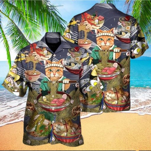 Cat Eating Ramen Lovely Hawaiian Shirt  Funny Hawaiian Shirt  Aloha Hawaii Shirt