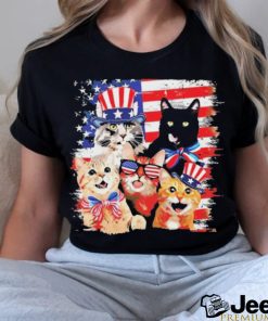 Cat Happy Freedom Day Cat Lovers Cat Moms 4th July American Shirt