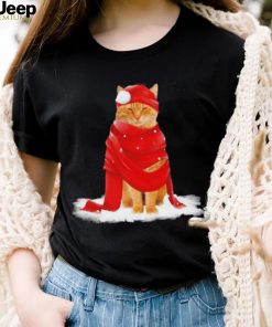 Cat Hat Santa Scarf Christmas Shirt