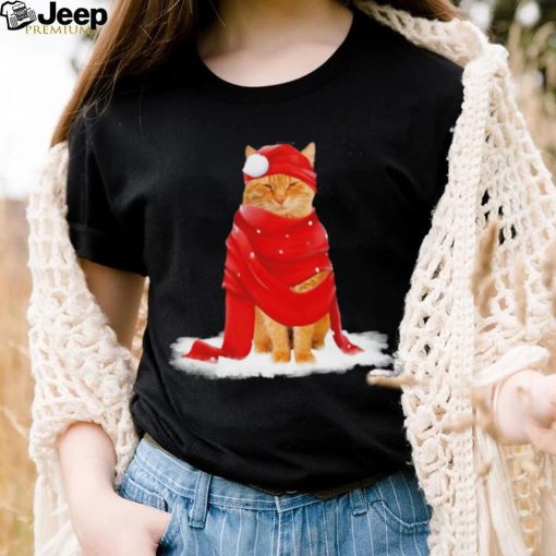 Cat Hat Santa Scarf Christmas Shirt