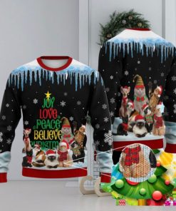 Cat Joy Love Peace Believe Ugly Christmas Sweater Best Gift For Men And Women