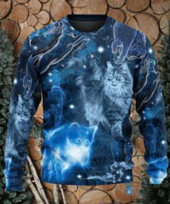 Cat Love Blue Neon Stunning Ugly Christmas 3D Sweaters Gift For Men And Women