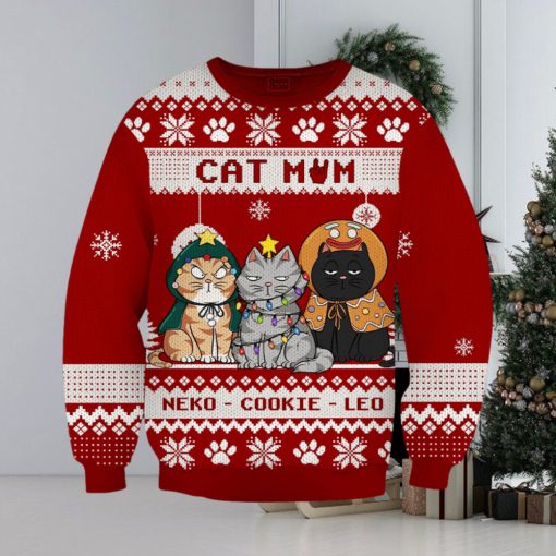 Cat Lover Custom Wool Ugly Sweater Cat Mom Personalized Christmas Gift