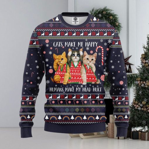 Cat Make Me Happy Ugly Christmas Sweater Amazing Gift Men And Women Christmas Gift