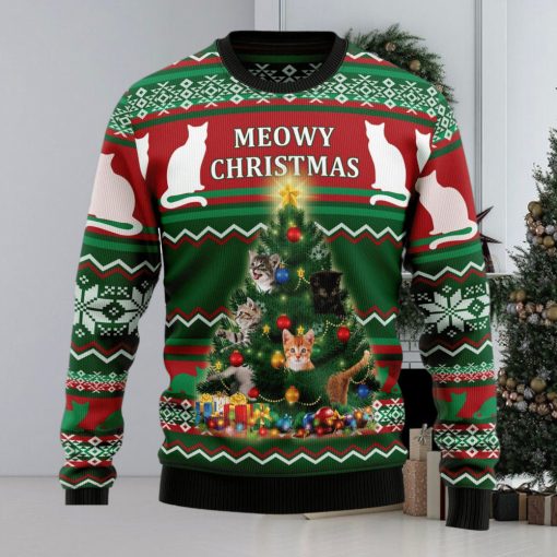 Cat Meowy Ugly Christmas Sweater Thankgiving Gift Men Women