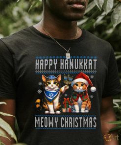 Cat Merry Christmas Happy Hanukkah Jewish Christian T shirt