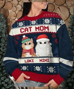 Cat Mom Cat Dad Personalized Custom Ugly Christmas Sweater