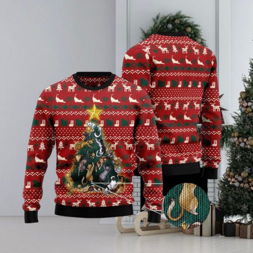 Cat Naughty Pine Ugly Christmas Sweater