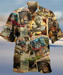 Cat Pilot Vintage Image Hawaiian Shirt