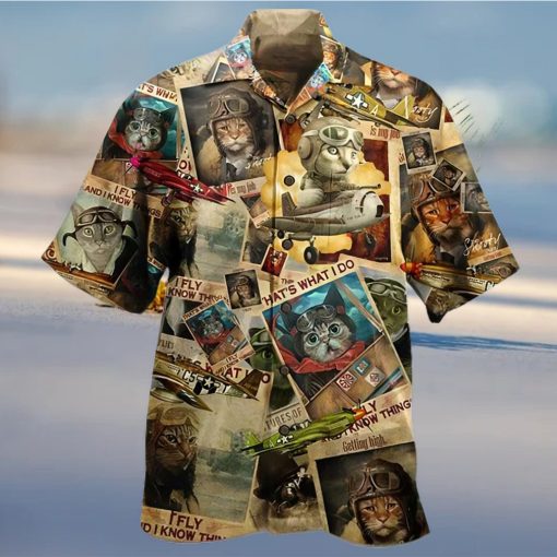 Cat Pilot Vintage Image Hawaiian Shirt