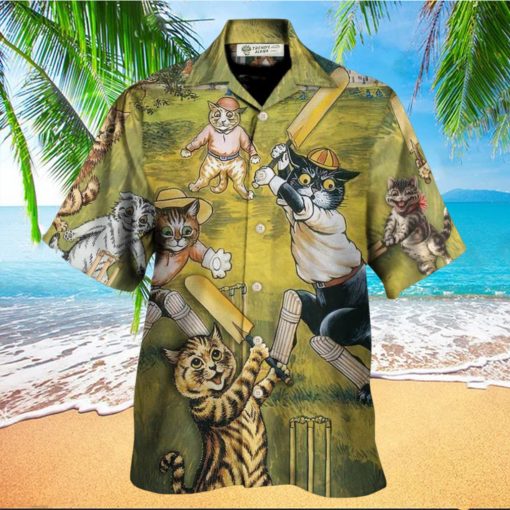 Cat Play Cricket Funny We Love Cricket Hawaiian Shirt