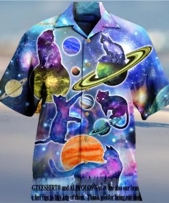 Cat Plays With Space Funny Cats Aloha Summer Set Hawaiian Shirt