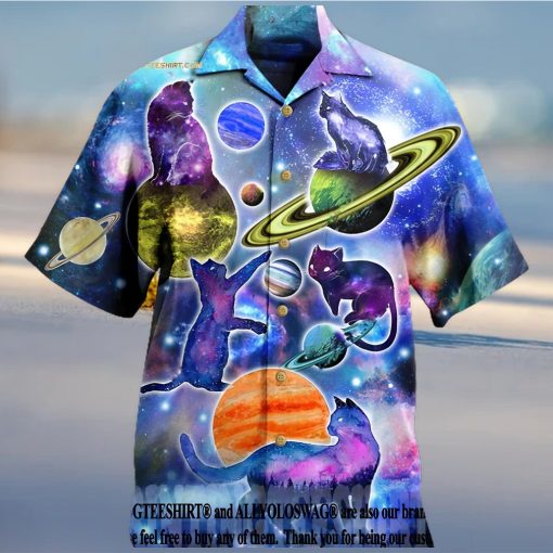 Cat Plays With Space Funny Cats Aloha Summer Set Hawaiian Shirt