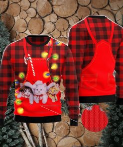 Cat Pocket Christmas Red Ugly Christmas Sweater AOP All Over Printed Sweater