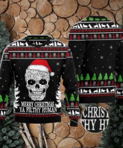 Cat Skull Santa merry Christmas Ya Filthy Human Ugly Christmas 3D Sweater