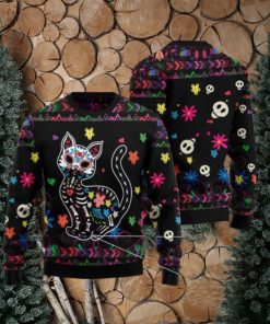 Cat Sugar Skull Floral Pattern Ugly Christmas 3D Sweater