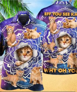 Cat Tabby Cat Yoga Galaxy Yoga Pose Funny Hawaiian Shirt