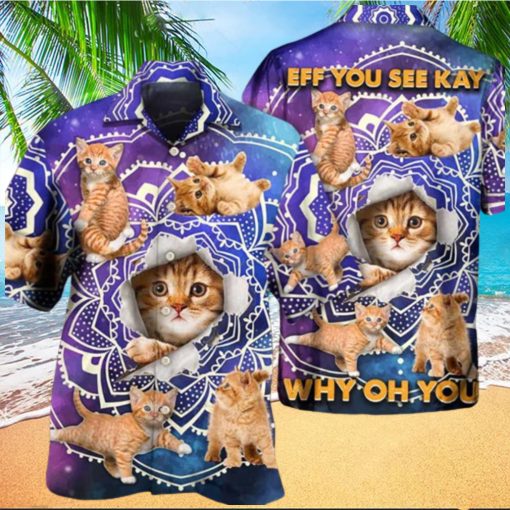 Cat Tabby Cat Yoga Galaxy Yoga Pose Funny Hawaiian Shirt