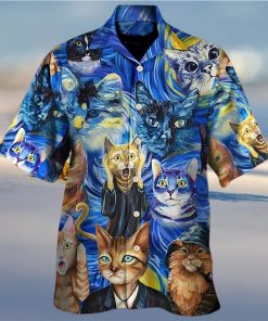 Cat Van Gogh Art Painting Style Hawaiian Shirt