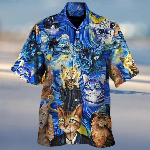 Cat Van Gogh Art Painting Style Hawaiian Shirt