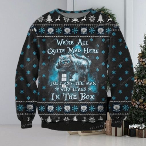 Cat Were All Quite Mad Here Alice In Wonderland For Womens Ugly Sweater