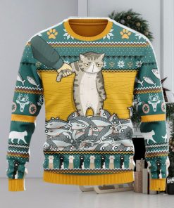 Cat With Fish Ugly Christmas Sweater Christmas Gift For Men And Women