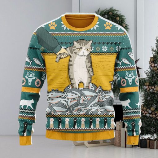 Cat With Fish Ugly Christmas Sweater Christmas Gift For Men And Women