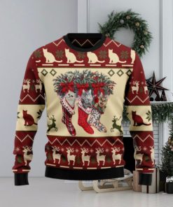 Cat and Sock Knitting Pattern Christmas 3D Sweater