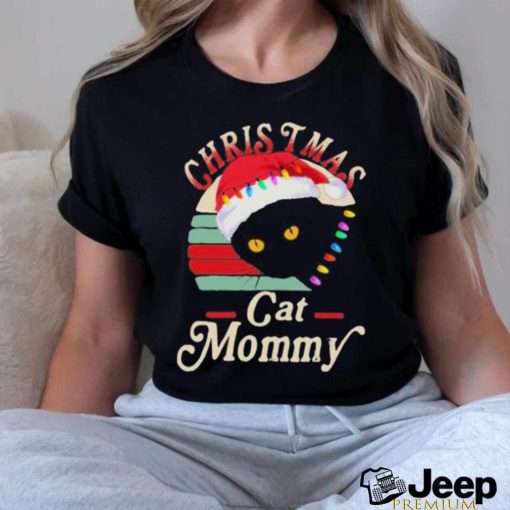 Cat hat santa christmas cat mommy shirt