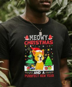 Cat santa meowy christmas and a purrfect new year merry christmas shirt