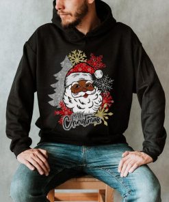 Caterpillar Black Merry Christmas African American Santa Claus Long Sleeve T shirt