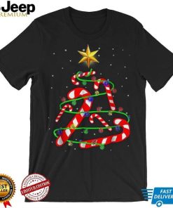 Caterpillar Candy Cane Funny Christmas Tree Lights Family Xmas 2023 T shirt