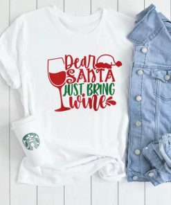 Caterpillar Dear Santa Just Bring Wine Christmas Pajama Costume Drinking Raglan Baseball Tee Shirt