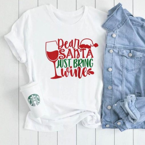 Caterpillar Dear Santa Just Bring Wine Christmas Pajama Costume Drinking Raglan Baseball Tee Shirt