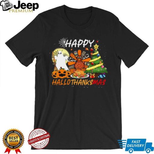 Caterpillar Funny Halloween Thanksgiving Christmas Happy Hallothanksmas Long Sleeve T shirt