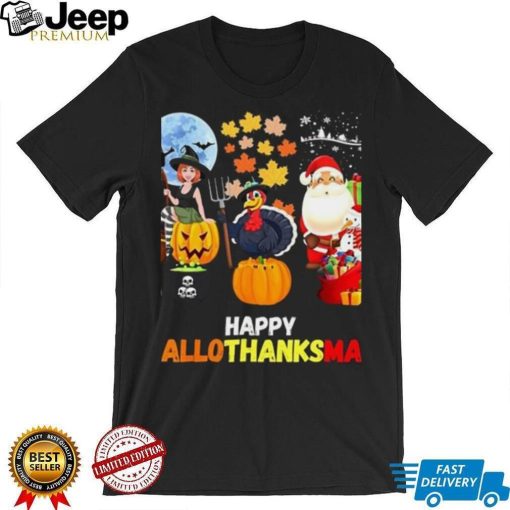 Caterpillar Happy Hallothanksmas Funny Halloween Thanksgiving Christmas Long Sleeve T shirt