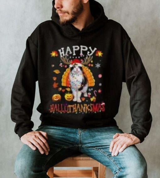 Caterpillar Happy Hallothanksmas Gnomes Halloween Thanksgiving Christmas T  shirt