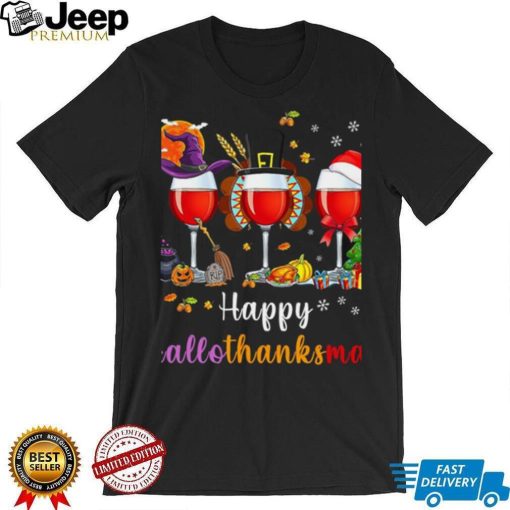 Caterpillar Happy Hallothanksmas Halloween Thanksgiving Christmas Family Long Sleeve T shirt