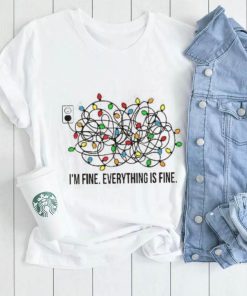 Caterpillar It's Fine I'm Fine Everything Is Fine Funny Christmas Lights T shirt