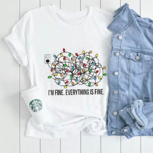 Caterpillar It’s Fine I’m Fine Everything Is Fine Funny Christmas Lights T  shirt