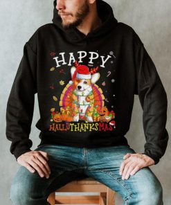 Caterpillar Welsh Corgi Happy Hallothanksmas Halloween Thanksgiving Xmas T shirt