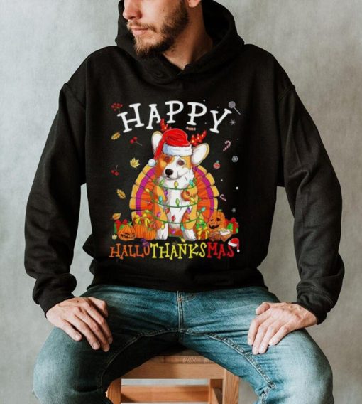 Caterpillar Welsh Corgi Happy Hallothanksmas Halloween Thanksgiving Xmas T  shirt