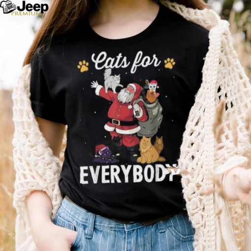 Cats For Everybody Christmas Cat Funny Xmas Santa Women Shirt