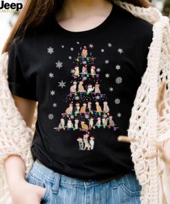 Cats Hat Santa Light Pine Tree Merry Christmas Shirt