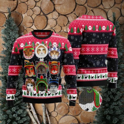 Cats In Winter Lovely Cats Ugly Christmas 3D Sweater