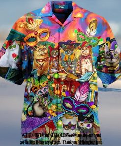 Cats Mardi Gras Fat Tuesday Carnival Summer Set Hawaiian Shirt