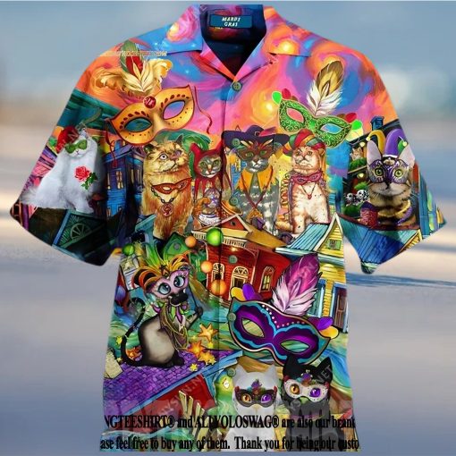 Cats Mardi Gras Fat Tuesday Carnival Summer Set Hawaiian Shirt