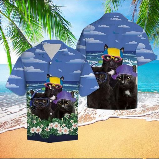 Cat’s Relaxed Summer Beach Hawaiian Adventure Shirt